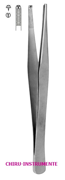 LANE tissue forceps, 1 x 2 teeth,  17.5 cm (7"), serrated