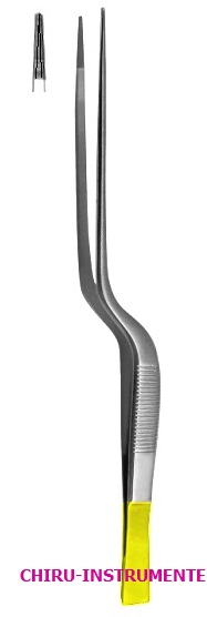 CUSHING-TAYLOR dissecting forceps, 17 cm (6 ¾"), bayonet-shaped, serrated, with dissector,  Tungsten Carbide