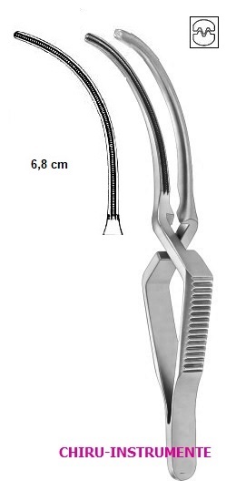 DEBAKEY Bulldog Atrauma Klemme, gebogen Fassmaul: 6,8mm, Gesamtl. 11cm