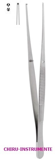 SEMKEN tissue forceps, 1 x 2 teeth,  12.5 cm (5"), straight, smooth, fine